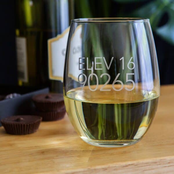 Malibu Etched Stemless Wine Glasses, Sea Level